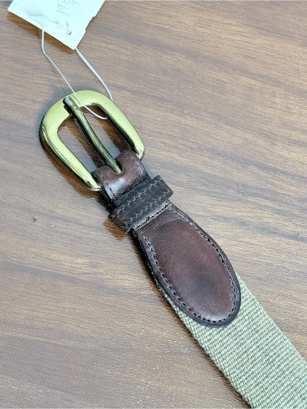 Vintage Torino Men’s Brown Leather & Tan Canvas Belt Jacobson’s 36 NWT